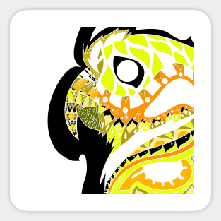 gold parrot ecopop guacamaya bird in mexican pattern art Sticker